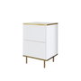 Hanah Home Mesilla de Noche, White, Gold - Elegante y Funcional, 40x60x35 cm